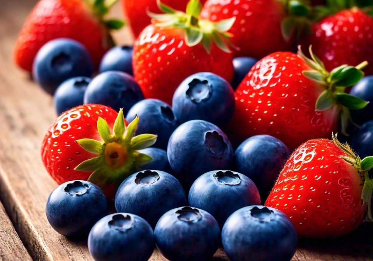 blueberries and strawberries